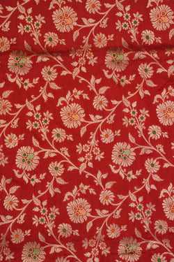 Image of Banarasi Katan Silk Red Saree