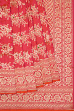 Image of Banarasi Katan Silk Fuchsia-Pink Saree