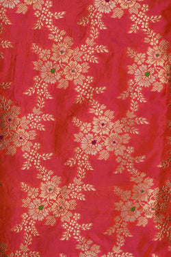 Image of Banarasi Katan Silk Fuchsia-Pink Saree