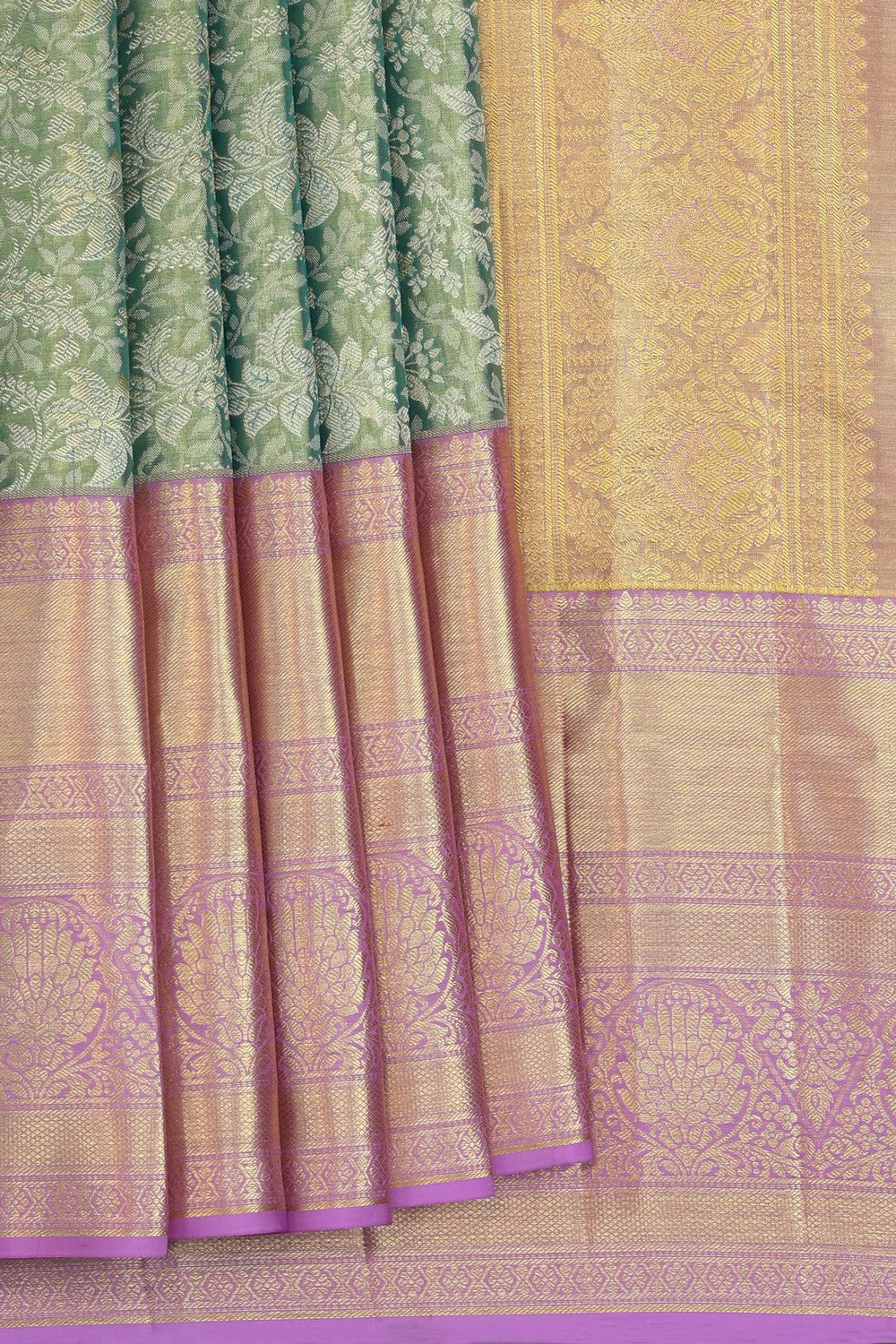 Image of Kanchipattu Tissue Brocade Green Saree
