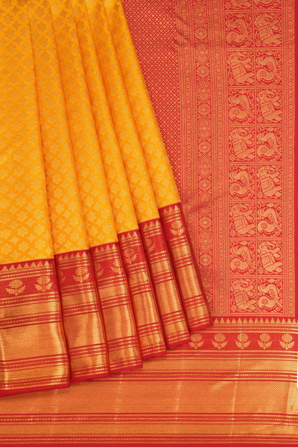 Image of Kanchipattu Brocade Yellow Saree