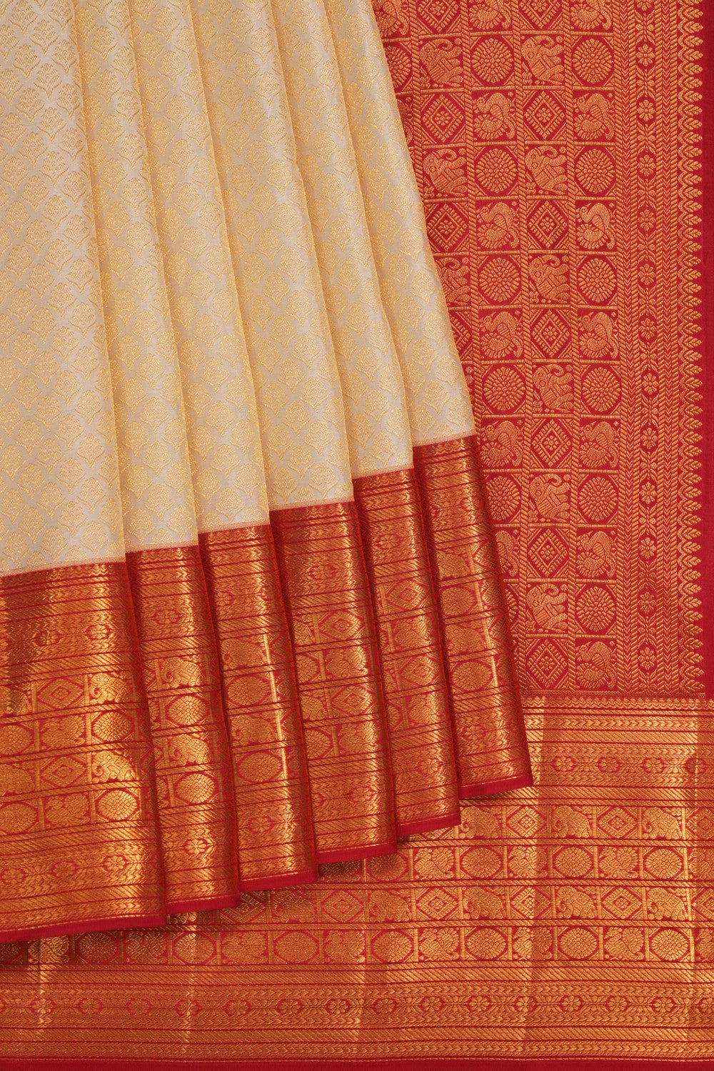 Image of Kanchipattu An Ethereal Pearl Off-White Saree
