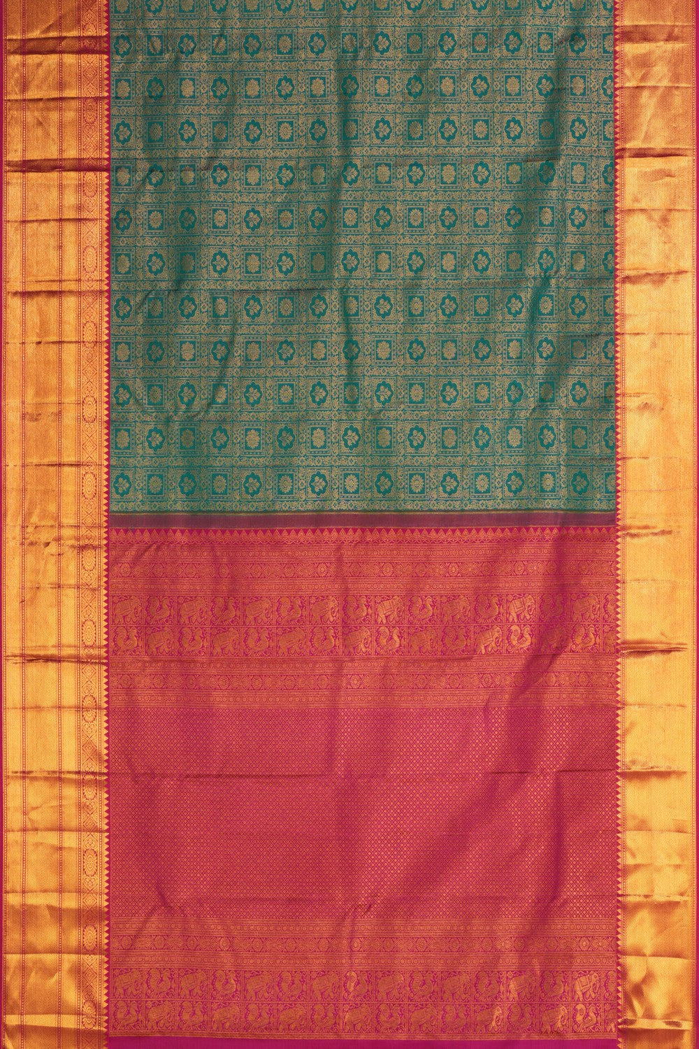 Kanchipattu Brocade Teal Green Saree