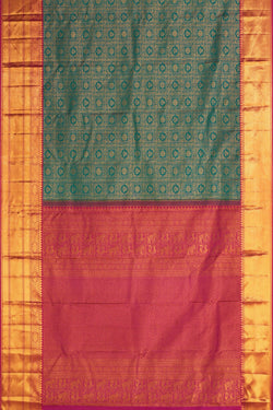 Image of Kanchipattu Brocade Teal Green Saree