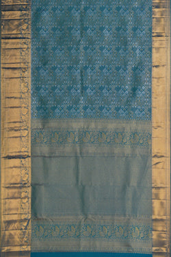 Image of Kanchipattu Tissue Brocade Teal Blue Saree