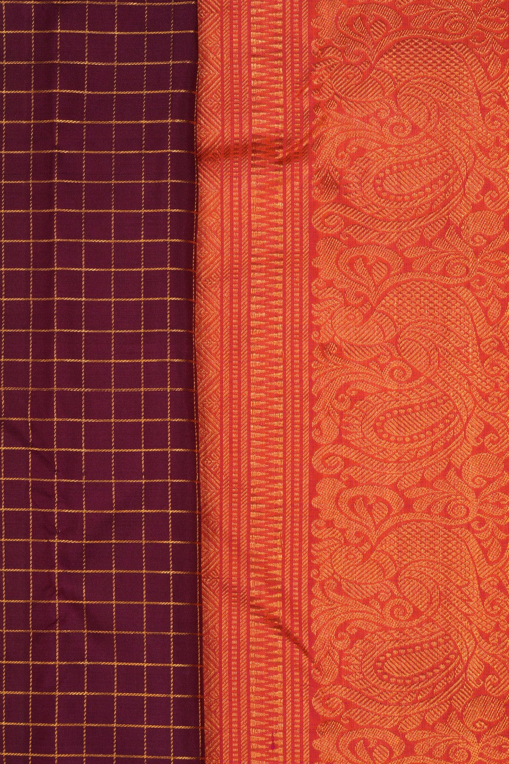 Kanchipattu Kattam Violet Saree