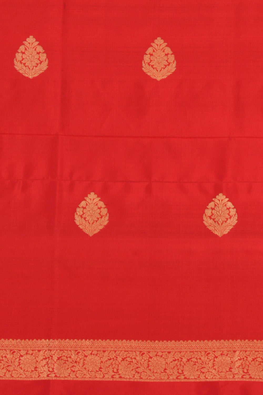 Banarasi Katan Silk Unstitched Red Suit (3 Pcs Set)