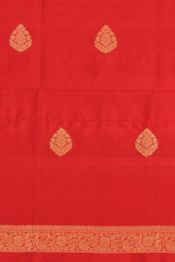 Image of Banarasi Katan Silk Unstitched Red Suit (3 Pcs Set)