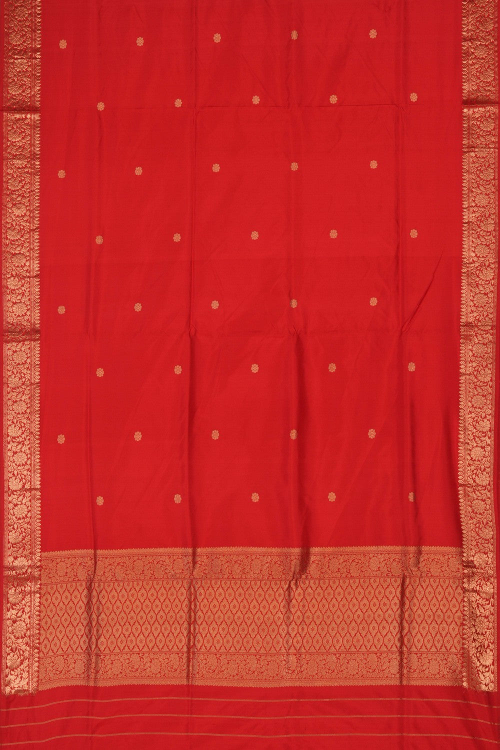 Banarasi Katan Silk Unstitched Red Suit (3 Pcs Set)