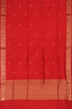 Image of Banarasi Katan Silk Unstitched Red Suit (3 Pcs Set)