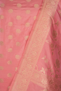 Image of Banarasi Katan Silk Unstitched Violet Suit (3 Pcs Set)