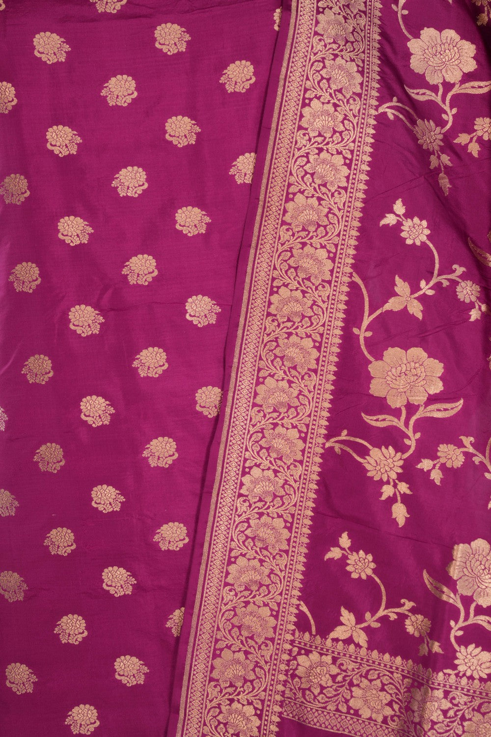 Banarasi Katan Silk Unstitched Violet Suit (3 Pcs Set)