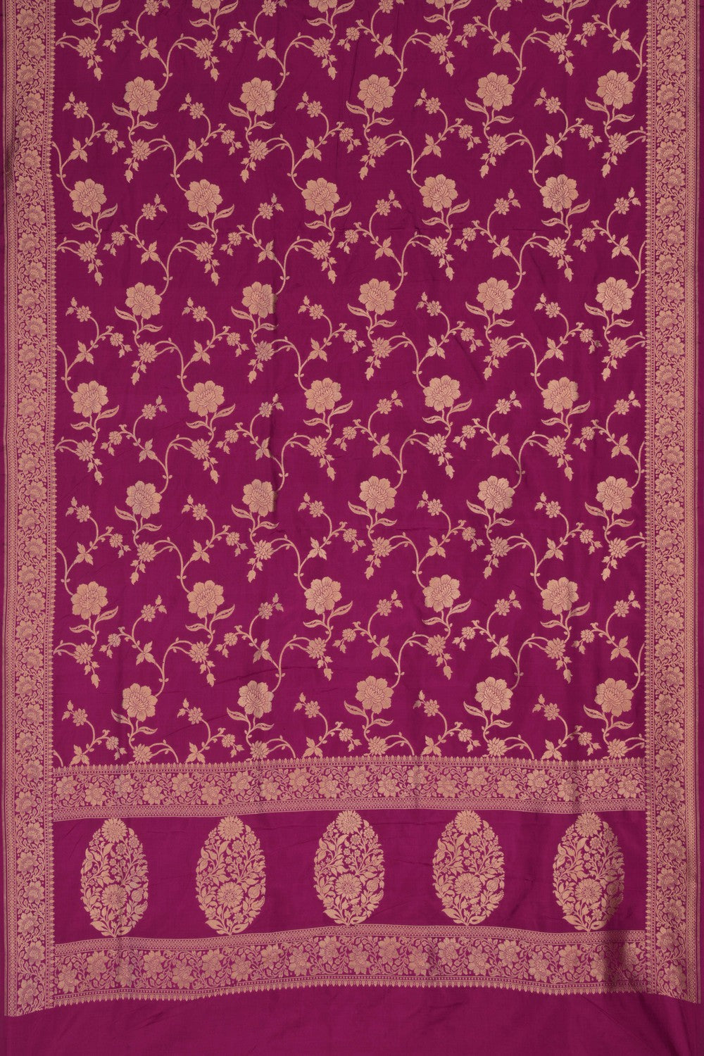 Image of Banarasi Katan Silk Unstitched Violet Suit (3 Pcs Set)