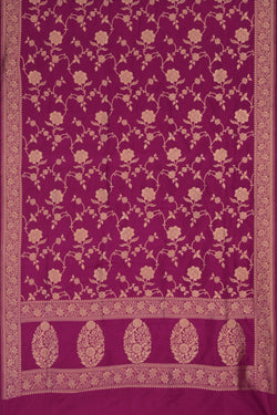 Image of Banarasi Katan Silk Unstitched Violet Suit (3 Pcs Set)