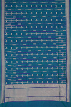 Image of Banarasi Katan Silk Unstitched Blue Suit (3 Pcs Set)