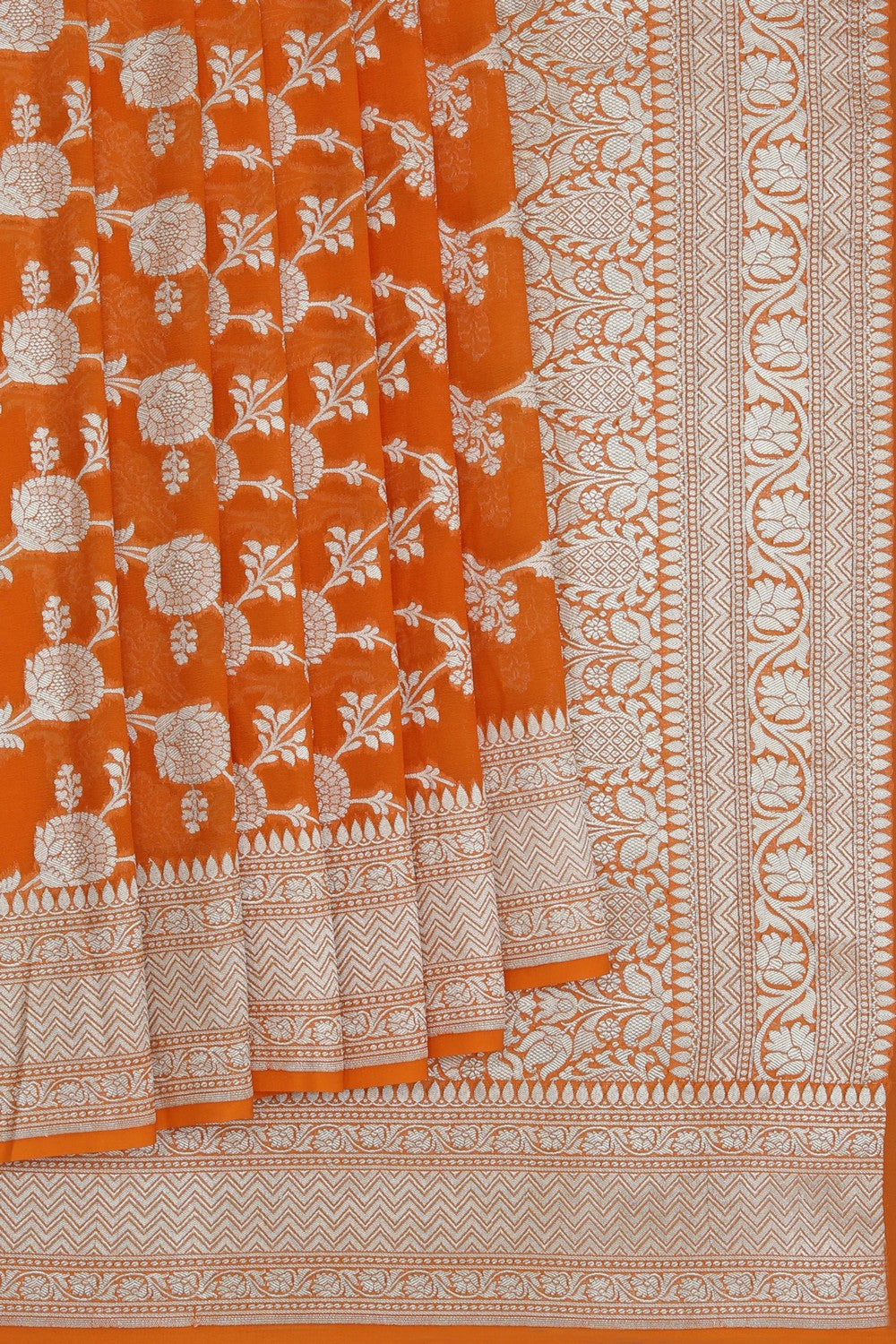 Banarasi-Chiffon Orange Saree