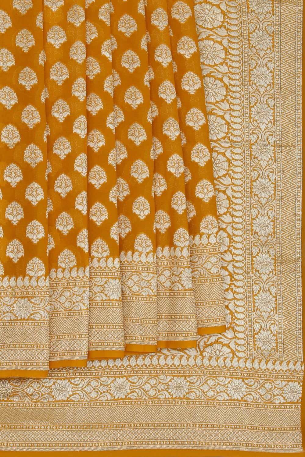 Banarasi-Chiffon Mustard Saree