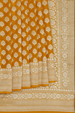 Image of Banarasi-Chiffon Mustard Saree