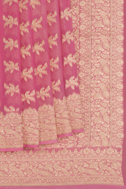 Image of Banarasi-Chiffon Lotus Pink Saree