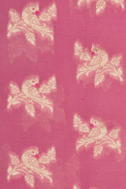 Image of Banarasi-Chiffon Lotus Pink Saree