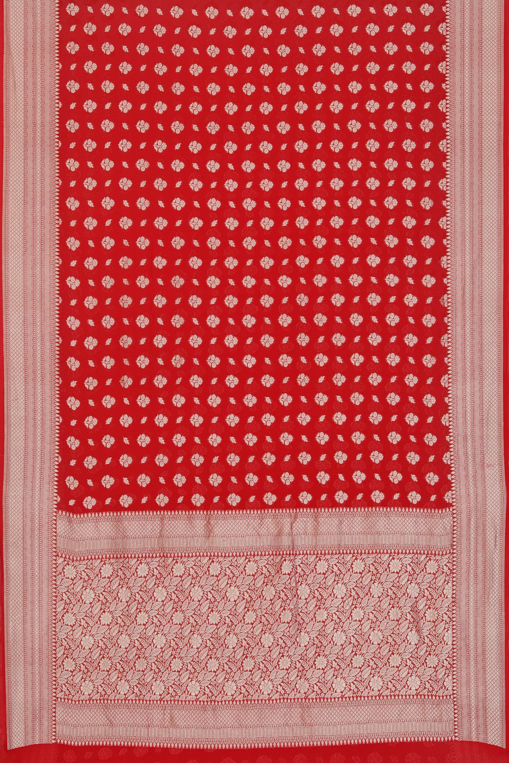 Image of Banarasi-Chiffon Red Saree