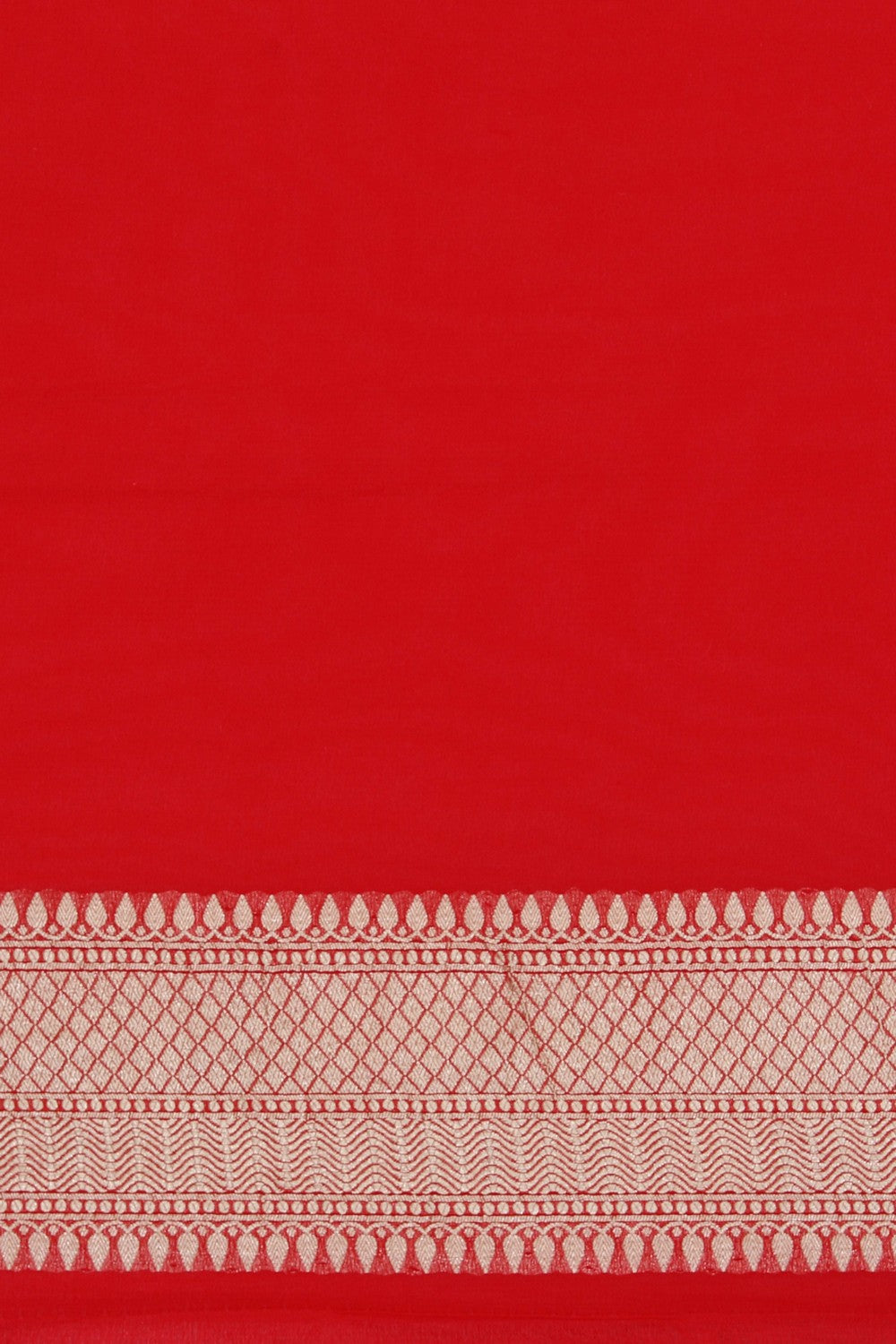 Image of Banarasi-Chiffon Red Saree