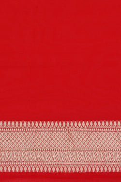 Image of Banarasi-Chiffon Red Saree