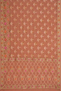 Image of Banarasi-Chiffon Brocade Brown Saree