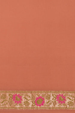 Image of Banarasi-Chiffon Brocade Brown Saree