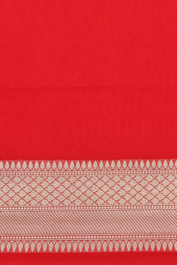 Image of Banarasi-Chiffon Red Saree