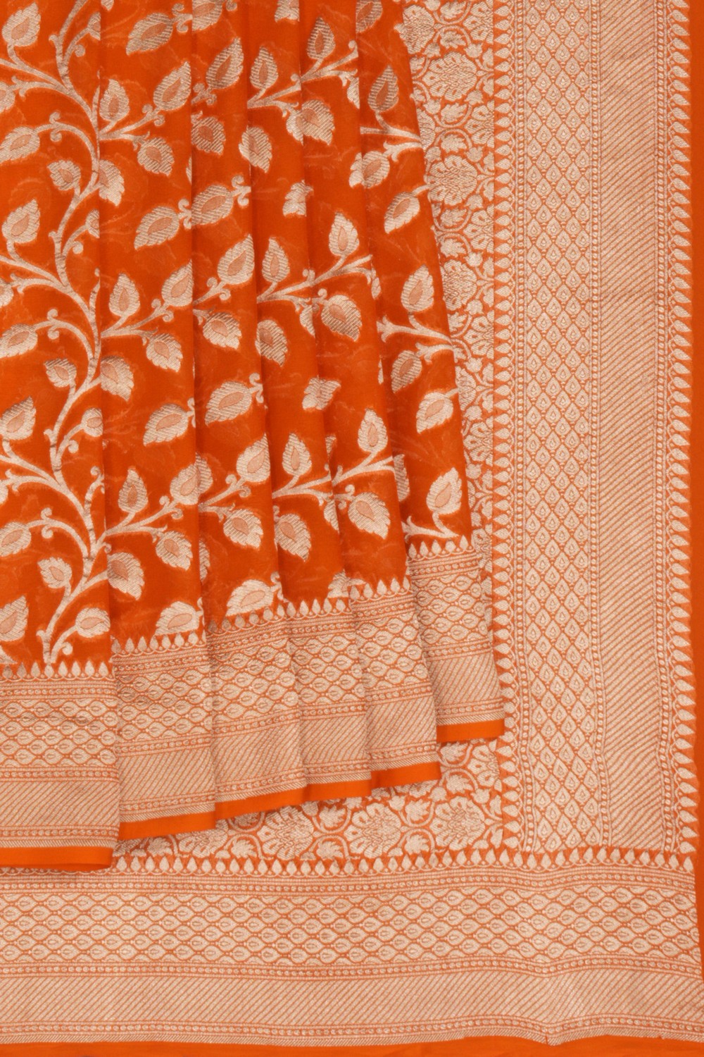 Banarasi-Chiffon Orange Saree