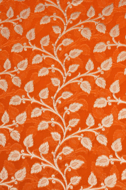 Image of Banarasi-Chiffon Orange Saree