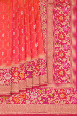 Image of Banarasi Katan Silk Fuchsia-Pink Saree