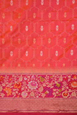 Image of Banarasi Katan Silk Fuchsia-Pink Saree