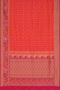 Image of Banarasi Katan Silk Fuchsia-Pink Saree