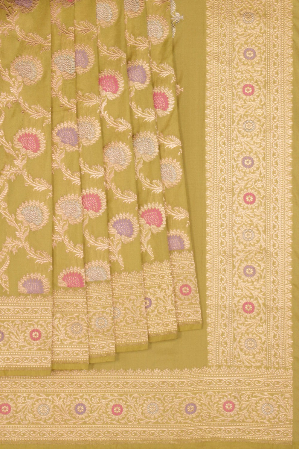 Banarasi Katan Silk Sage Green Saree