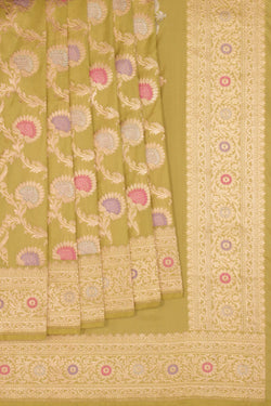 Image of Banarasi Katan Silk Sage Green Saree