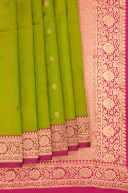 Image of Banarasi Katan Silk Green Saree