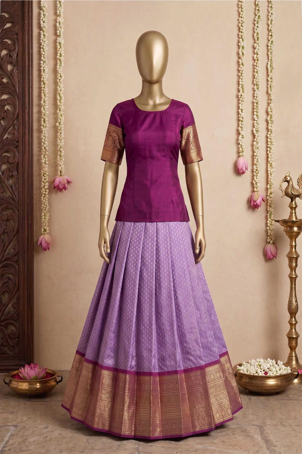 Image of Kanchipattu Pavada Unstitched Set
