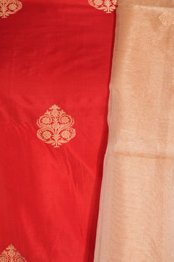 Image of Banarasi Silk Unstitched Suit With Dupatta (3 Pcs Set)