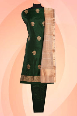 Image of Banarasi Silk Unstitched Suit With Dupatta (3 Pcs Set)