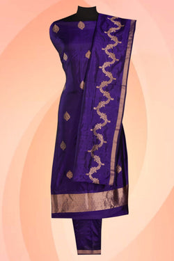 Image of Banarasi Silk Unstitched Suit With Dupatta (3 Pcs Set)