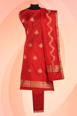 Image of Banarasi Silk Unstitched Suit With Dupatta (3 Pcs Set)