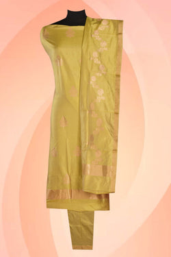 Image of Banarasi Silk Unstitched Suit With Dupatta (3 Pcs Set)