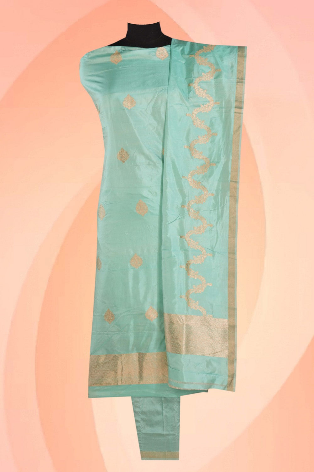 Banarasi Silk Unstitched Suit With Dupatta (3 Pcs Set)