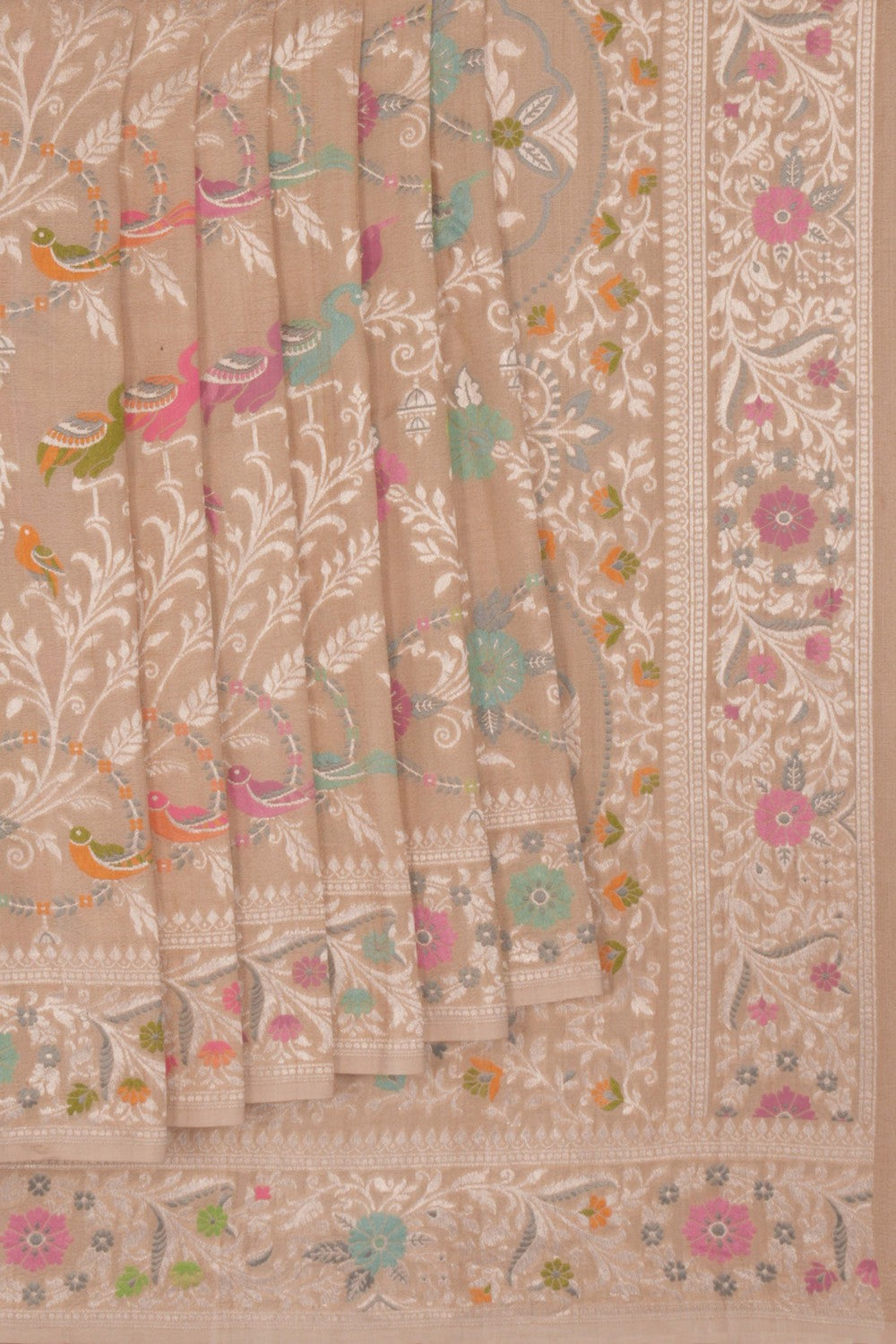 Banarasi Tussar Silk Off-White Saree