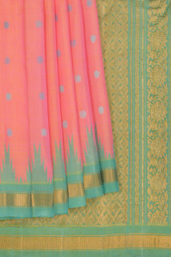 Image of Gadwal Silk Pink Saree