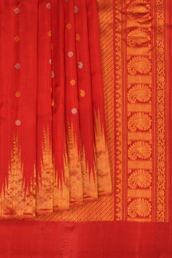 Image of Gadwal Silk Red Saree