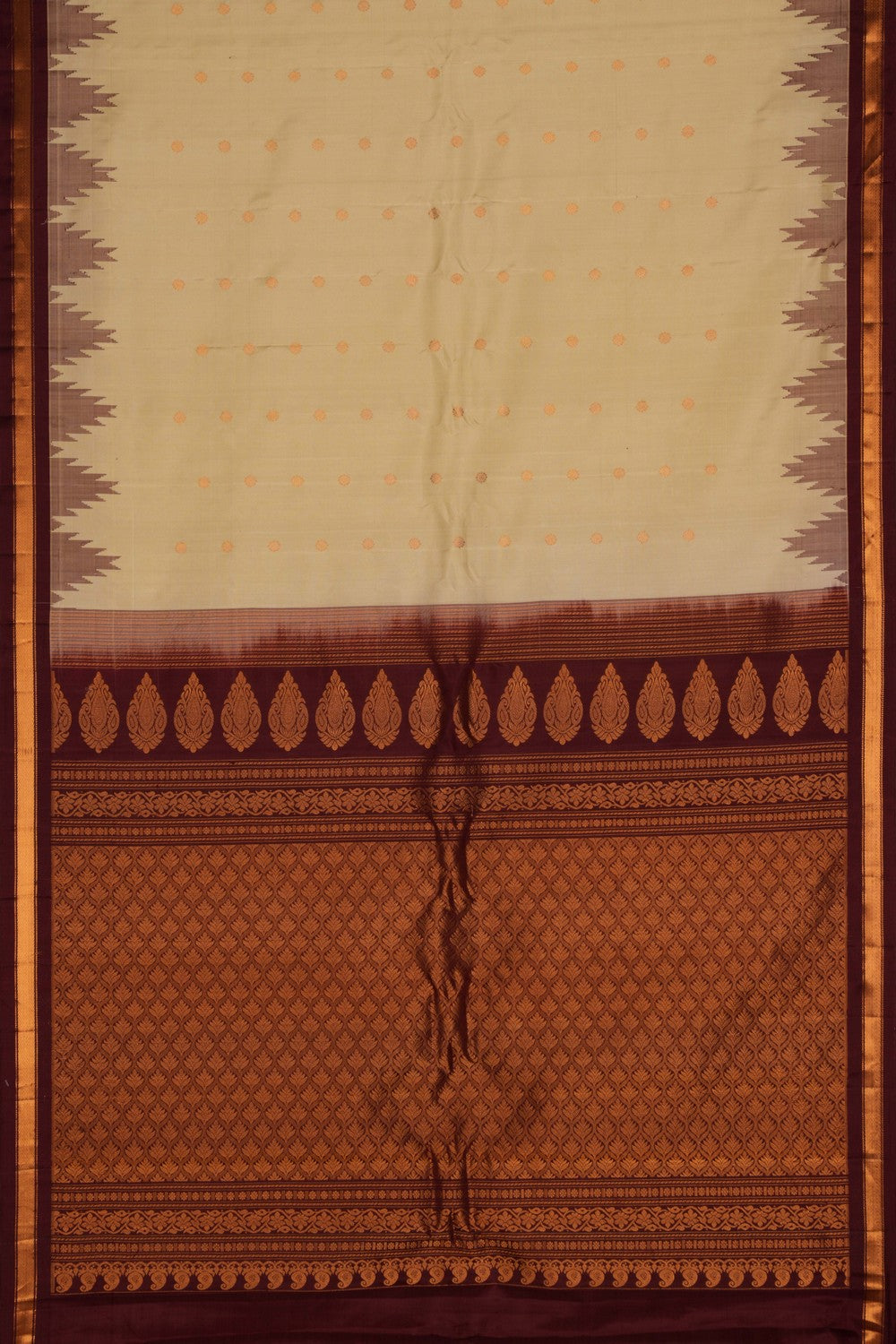 Image of Gadwal Silk Cream Saree
