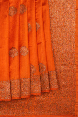 Image of Banarasi Dupion Silk Orange Saree